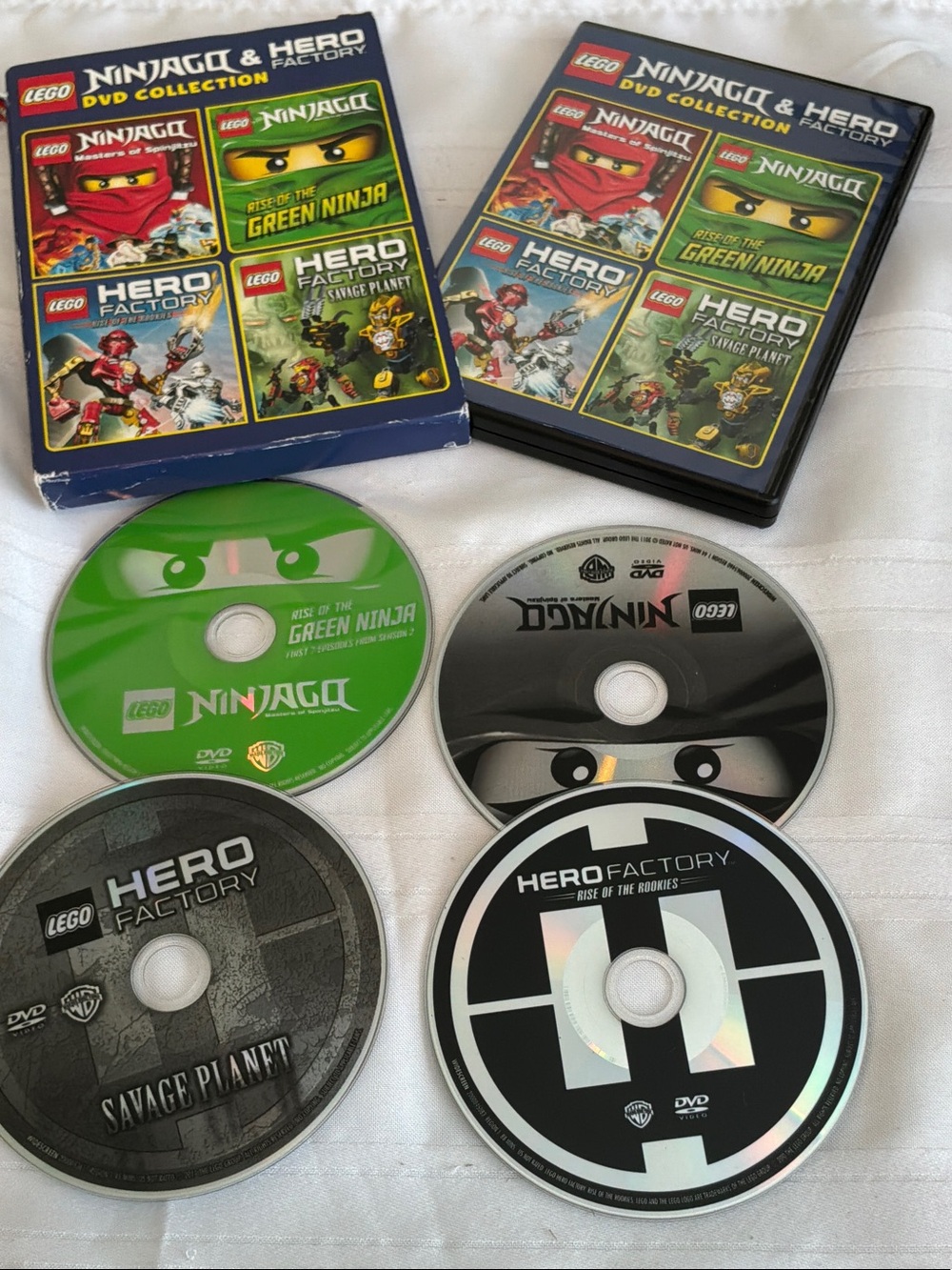 Lego Ninjago & Hero Factory DVDs - Green, Black, Silver